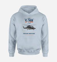 Thumbnail for Sikorsky S-76B design on light blue double-side hoodie, single-side print