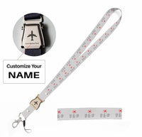 Thumbnail for Aviation Alphabet 2 seat belt lanyard - white with name