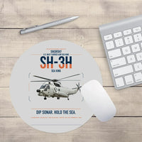 Thumbnail for Sikorsky SH-3H Sea King design on light gray round mouse pad