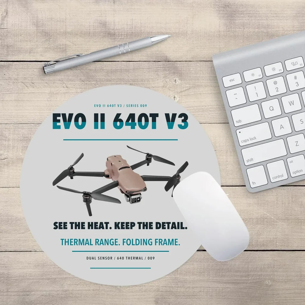Autel EVO II Dual 640T V3 design on light gray round mouse pad