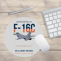 Thumbnail for F-16C Fighting Falcon See All Around Turn Inside design on light gray round mouse pad