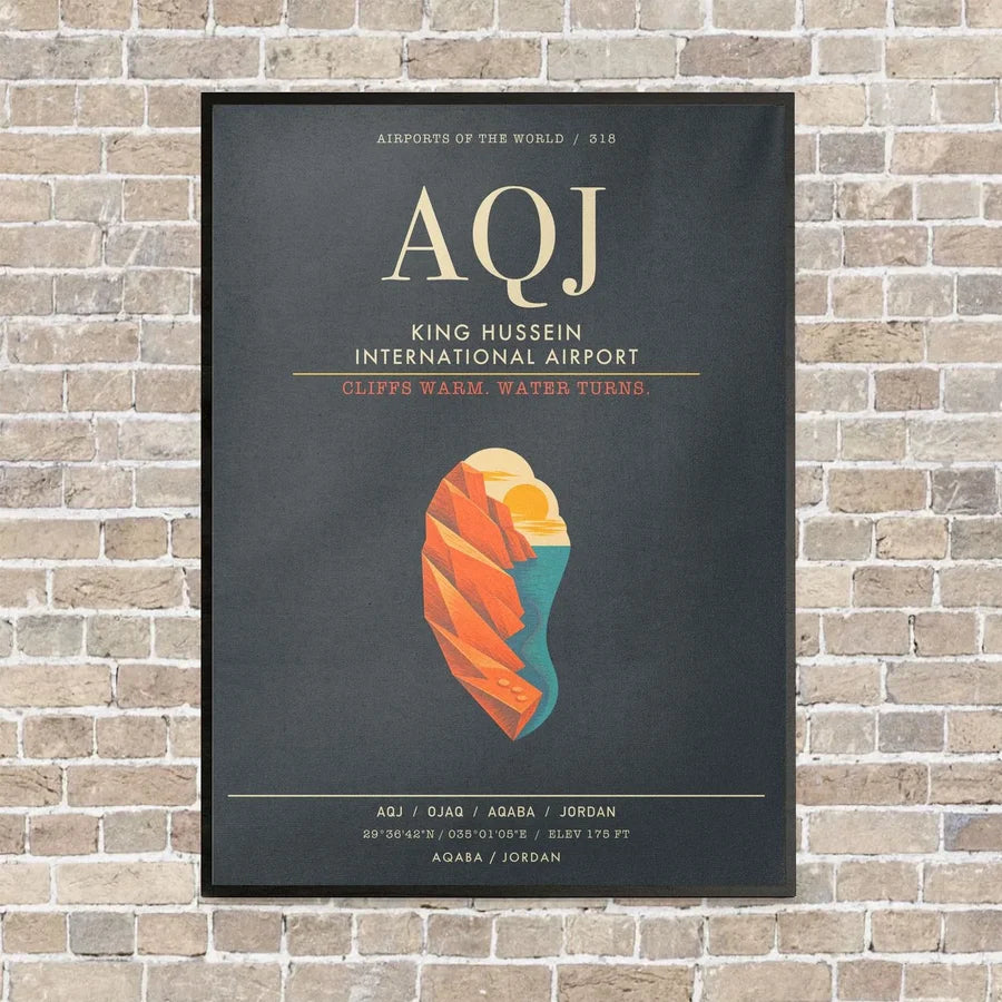King Hussein International Airport AQJ - Canvas Framed - Gray