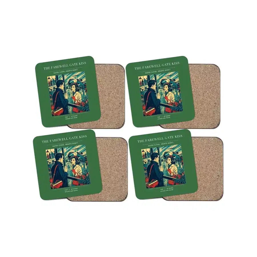 The Farewell Gate Kiss - Designed Coasters design on green 4-pieces-set