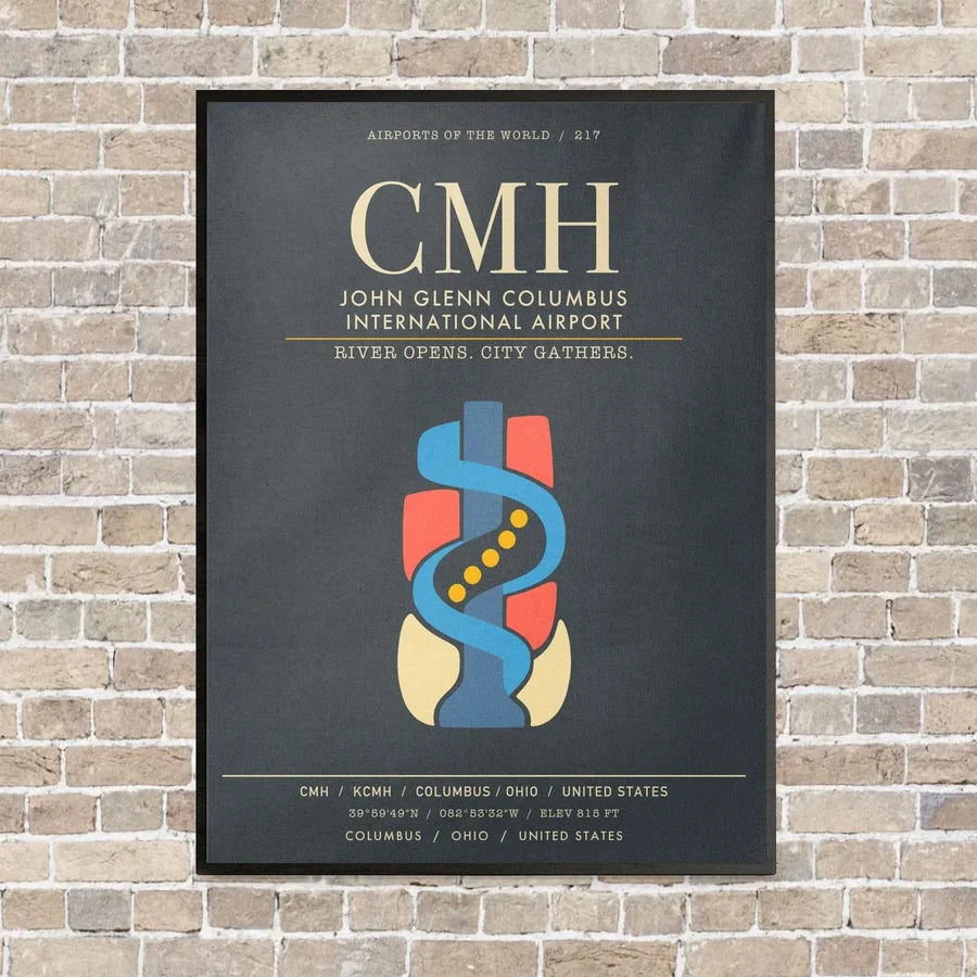 John Glenn Columbus International Airport CMH - Canvas Framed - Gray