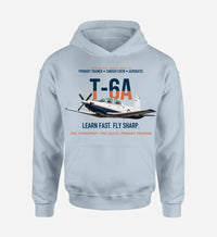 Thumbnail for T-6A TEXAN II design on light blue hoodie single side