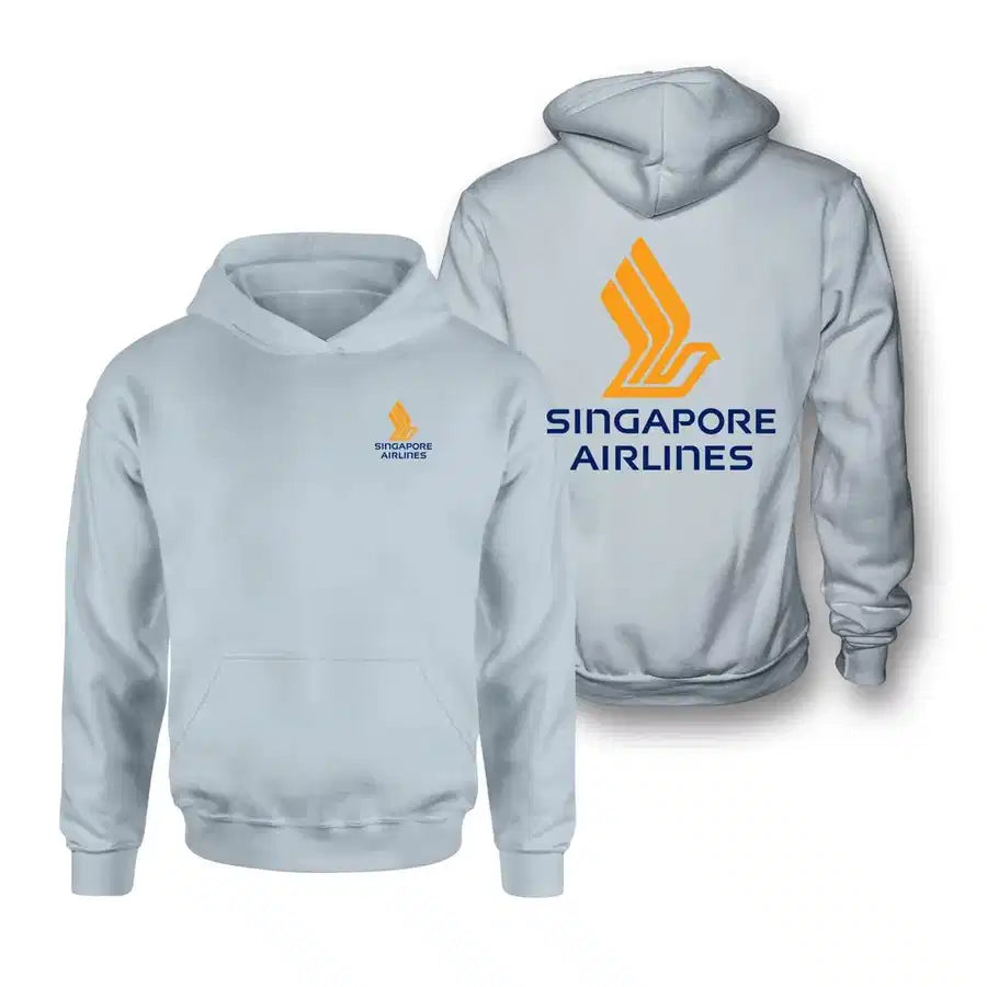 Singapore Airlines logo on light blue double side hoodie