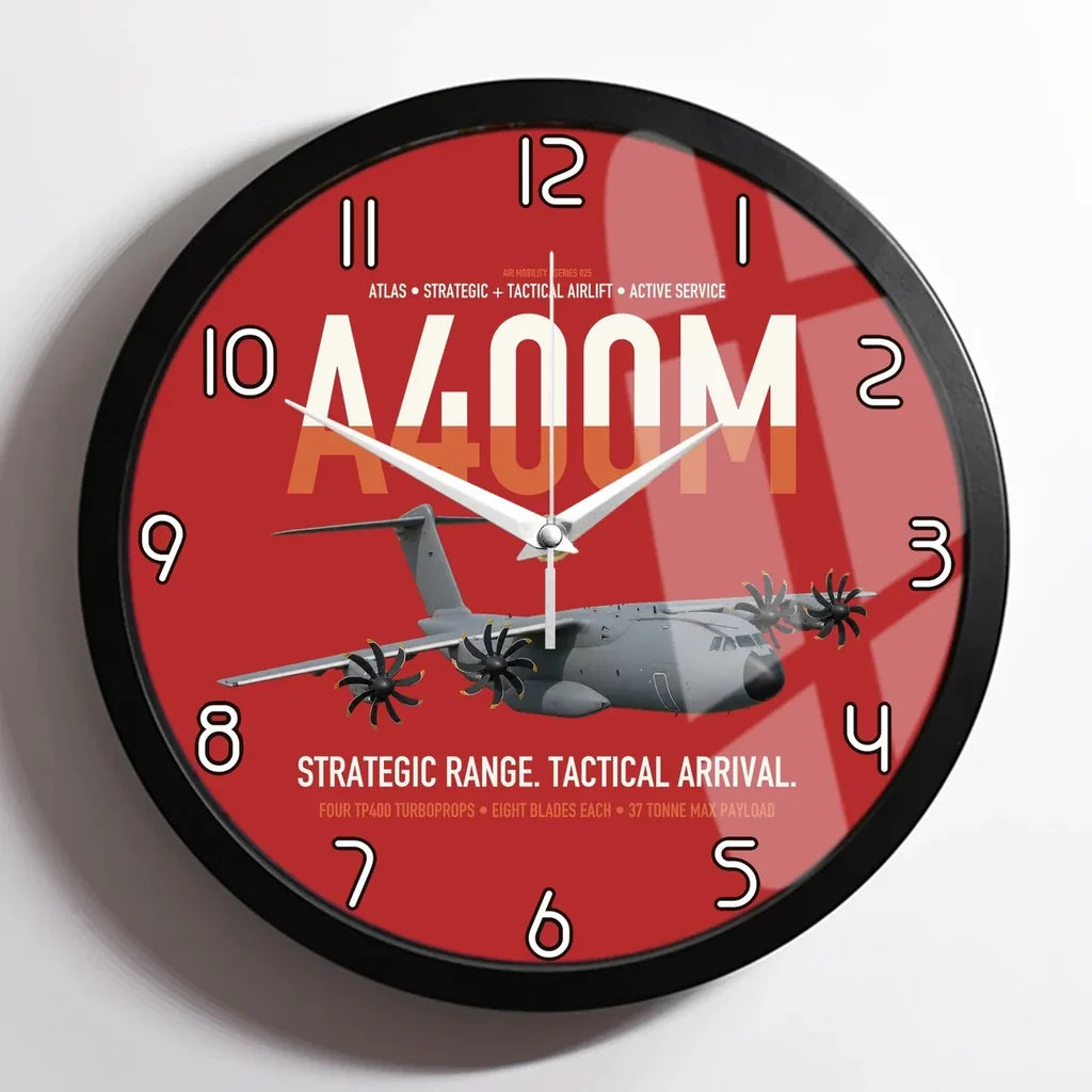Airbus A400M Atlas design on red framed wall clock