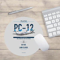 Thumbnail for Pilatus PC-12 PRO design on light gray round mouse pad