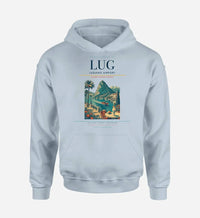Thumbnail for Lugano Airport (LUG) design on light blue hoodie single-side print
