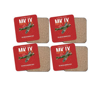 Thumbnail for Supermarine Spitfire Mk IX design on red 4 pieces set coaster