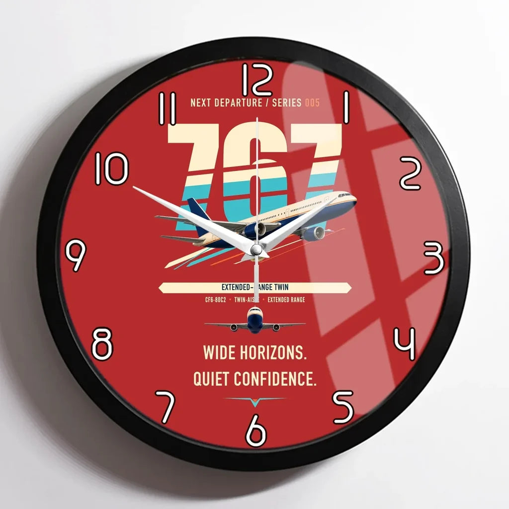 Boeing 767-300ER design on red framed wall clock