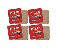 Thumbnail for C-46D Commando design on red 4 pieces set coaster