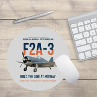 Thumbnail for F2A-3 Buffalo Hold the Line at Midway design on light gray round mouse pad