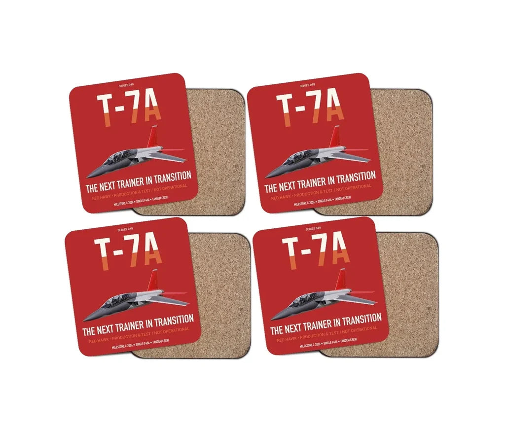 T-7A Red Hawk design on red 4 pieces set coaster
