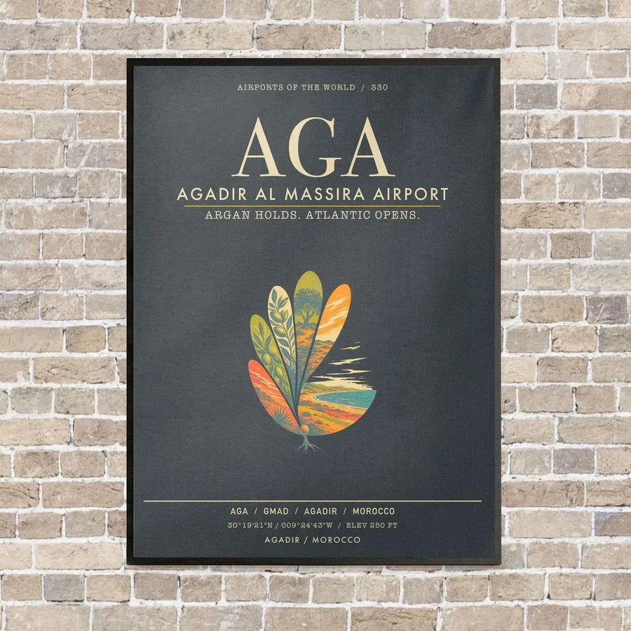Agadir Al Massira Airport AGA - Canvas Framed - Gray