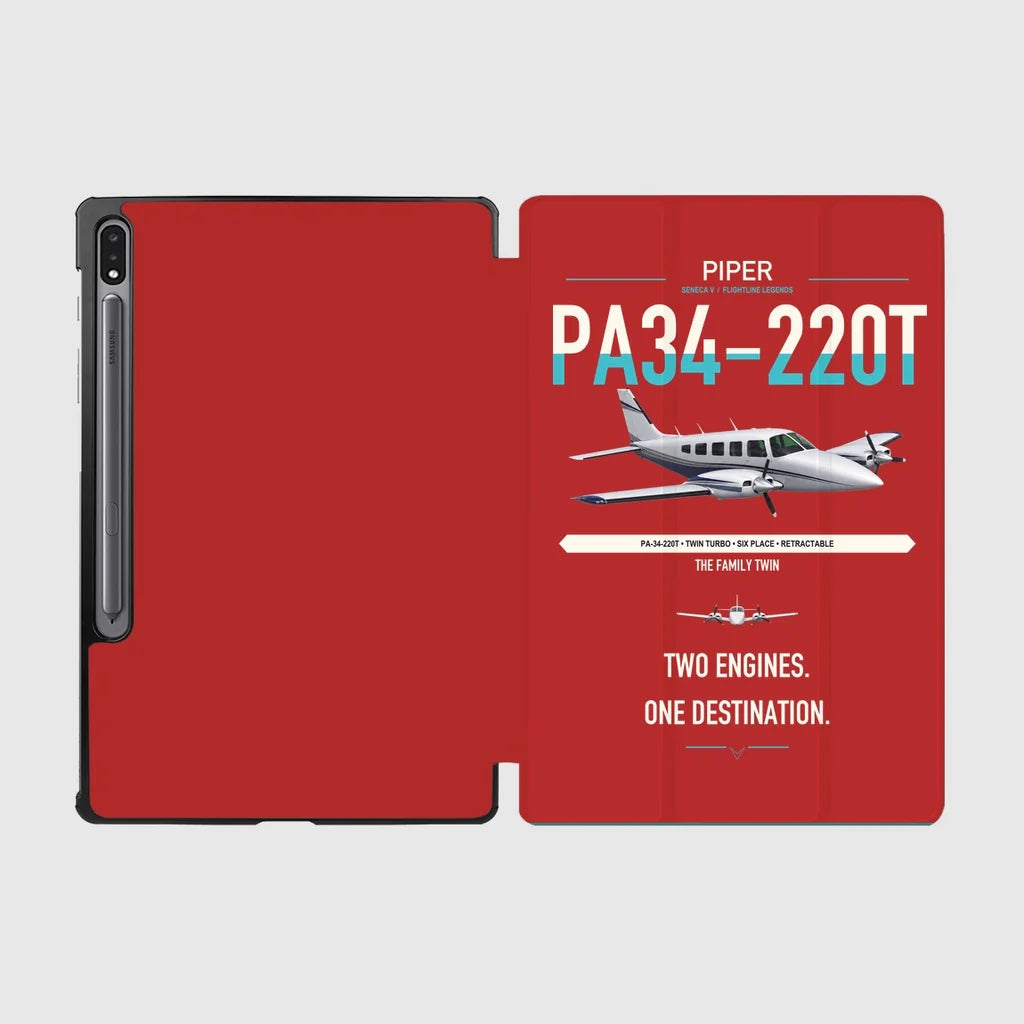 Piper PA-34-220T Seneca V design on red samsung tablet tablet case