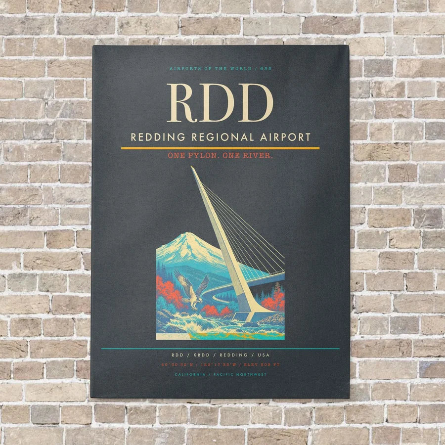 Redding Regional Airport RDD vertical canvas print - no frame - gray background