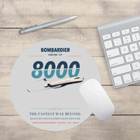 Thumbnail for Bombardier Global 8000 design on light gray round mouse pad