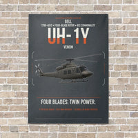Thumbnail for Bell UH-1Y Venom vertical canvas print - no frame - gray background