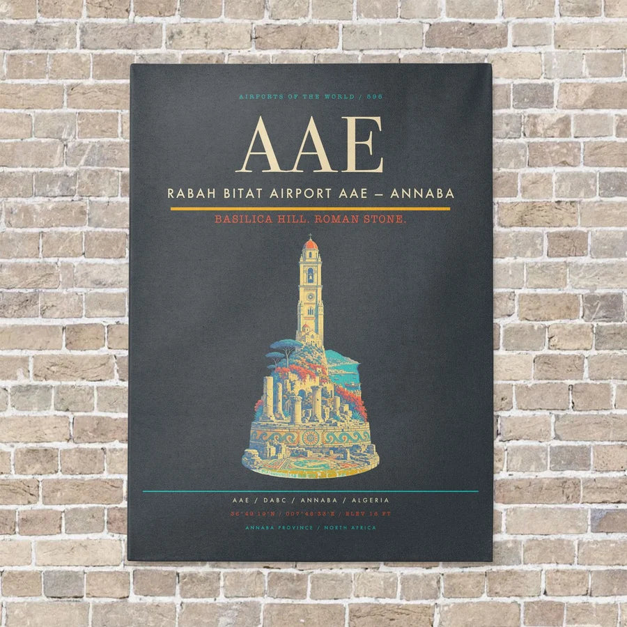 Rabah Bitat Airport AAE — Annaba vertical canvas print - no frame - gray background