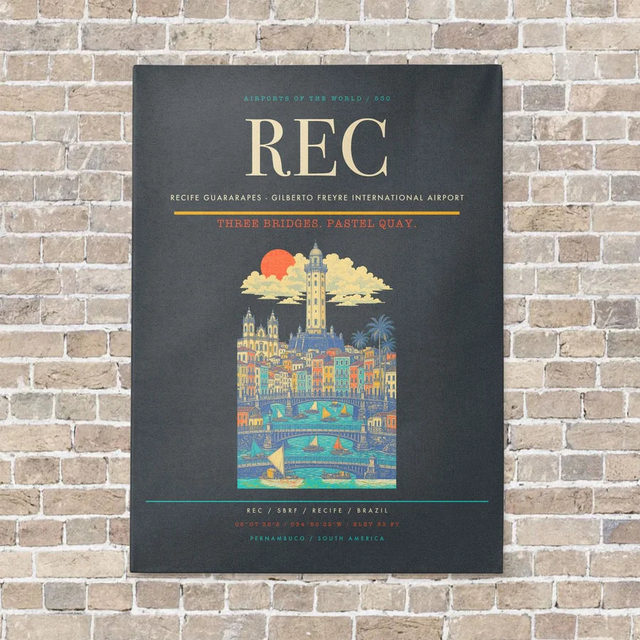Recife Guararapes - Gilberto Freyre International Airport REC vertical canvas print - no frame - gray background