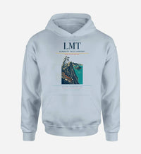 Thumbnail for Klamath Falls Airport (LMT) design on light blue hoodie single-side print