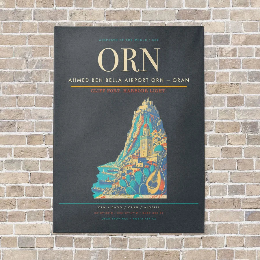 Ahmed Ben Bella Airport ORN — Oran vertical canvas print - no frame - gray background
