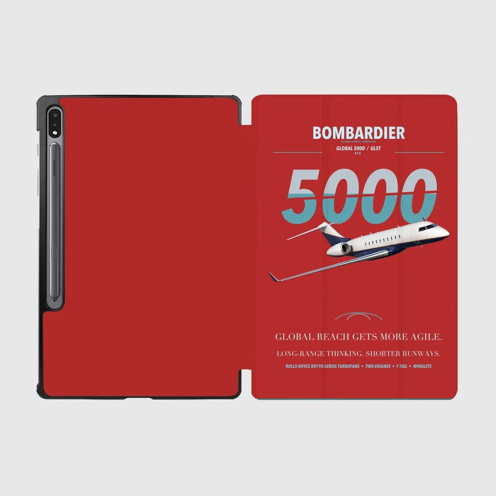 Bombardier Global 5000 design on red samsung tablet tablet case