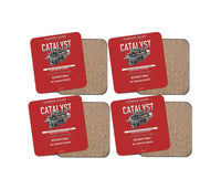 Thumbnail for CATALYST design on red 4 pieces set coaster