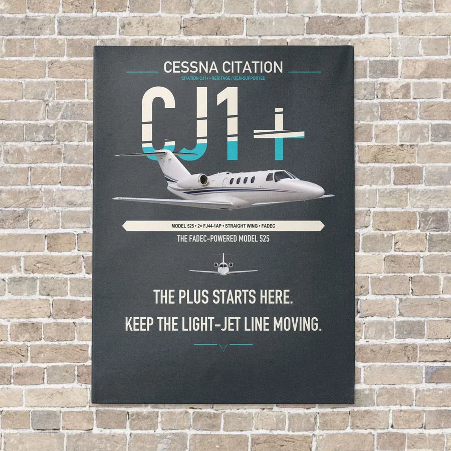 Cessna Citation CJ1+ vertical canvas print - no frame - gray background