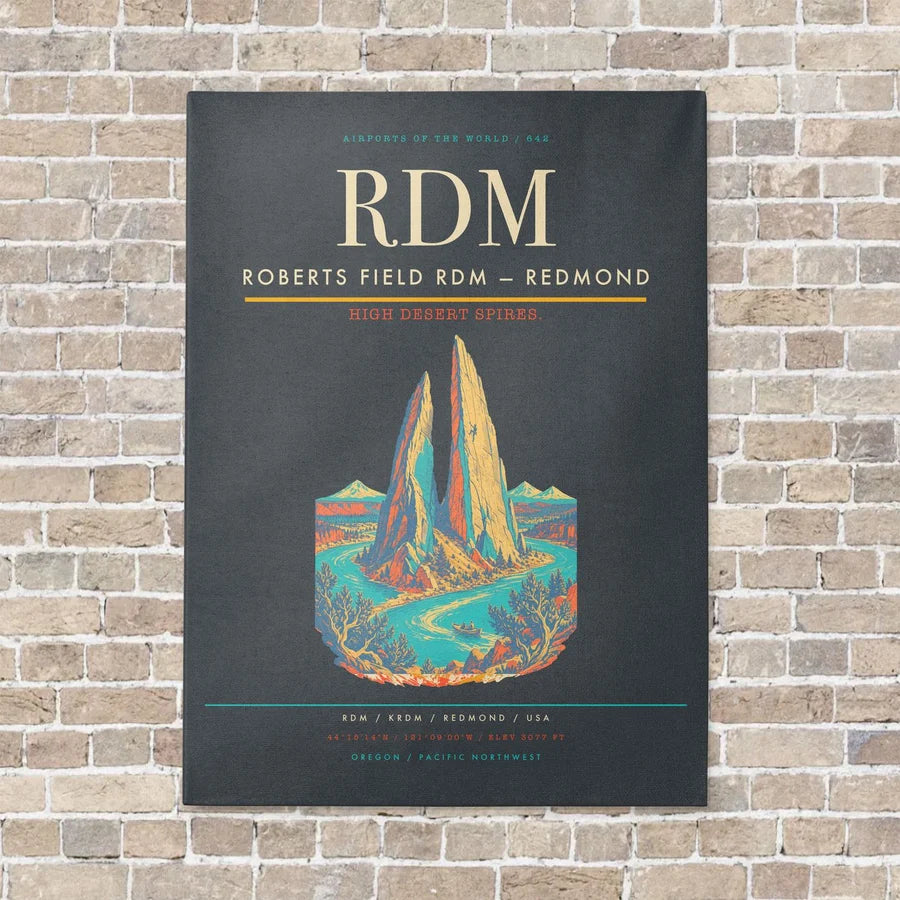 Roberts Field RDM — Redmond vertical canvas print - no frame - gray background