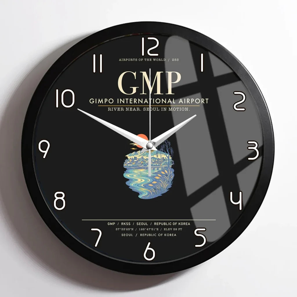 Gimpo International Airport GMP Wall-Clock Framed - Black