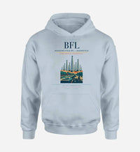 Thumbnail for Meadows Field (BFL) design on light blue hoodie single-side print