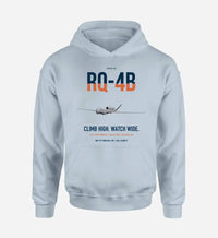 Thumbnail for RQ-4B Global Hawk design on light blue double-side hoodie, single-side print