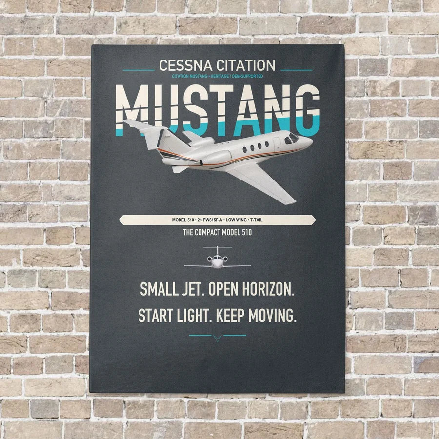Cessna Citation Mustang vertical canvas print - no frame - gray background