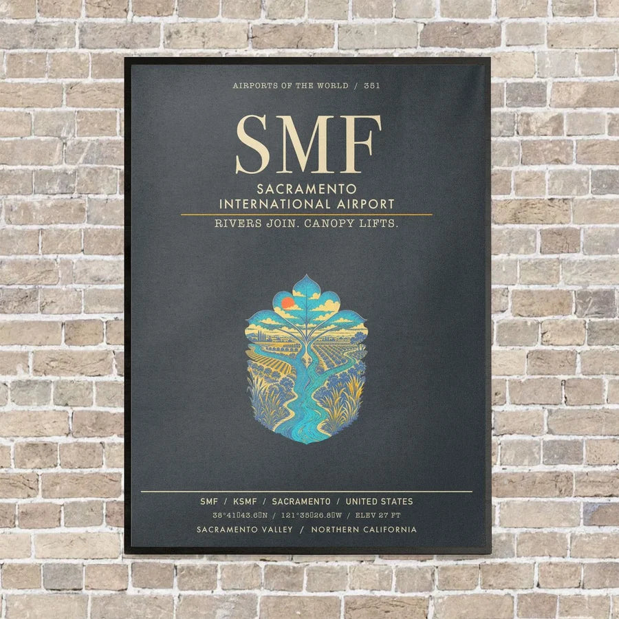 Sacramento International Airport SMF - Canvas Framed - Gray