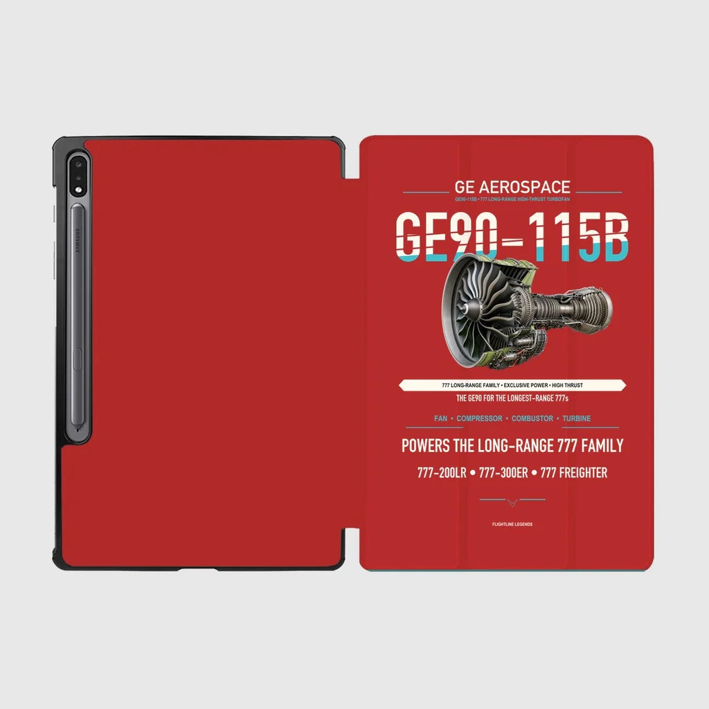 GE90-115B design on red samsung tablet tablet case