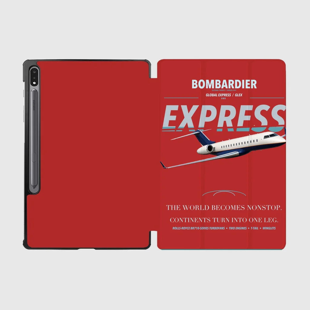 Bombardier Global Express design on red samsung tablet tablet case