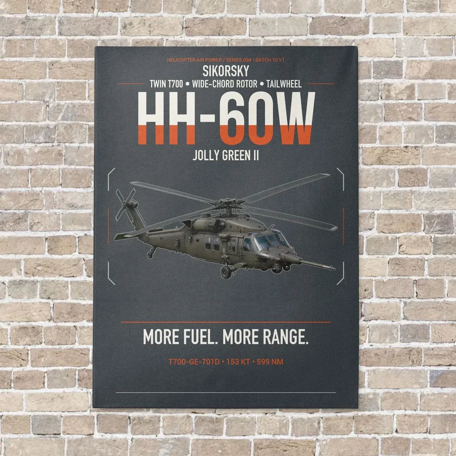 Sikorsky HH-60W Jolly Green II vertical canvas print - no frame - gray background