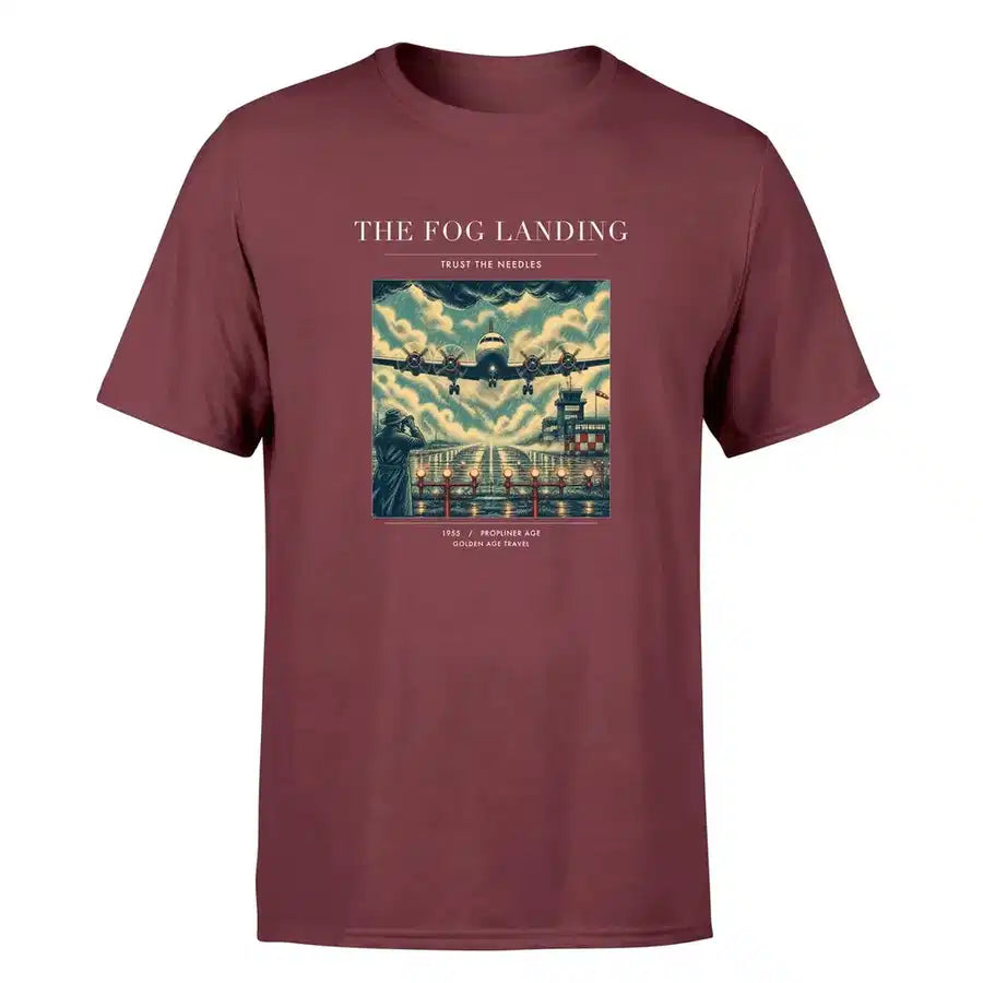 VINTAGE G4095 - The Fog Landing - Premium T-Shirt design on darkred premium t shirt