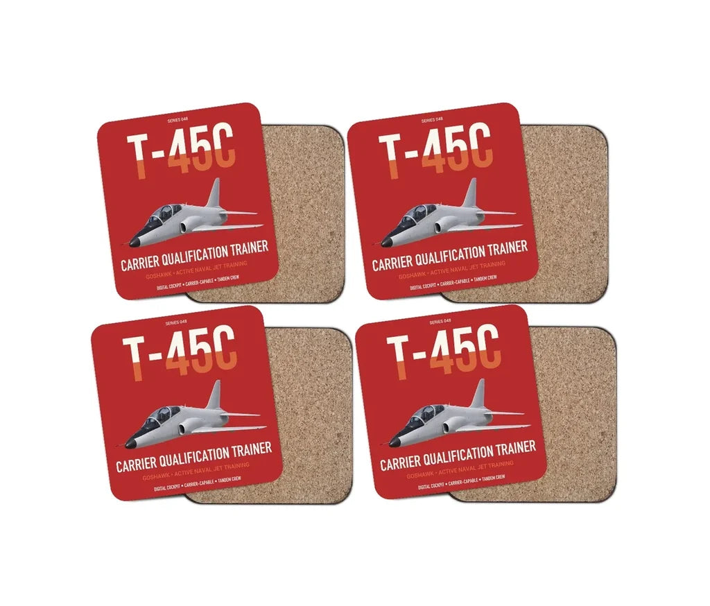 T-45C Goshawk design on red 4 pieces set coaster