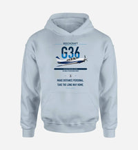 Thumbnail for Beechcraft Bonanza G36 design on light blue double-side hoodie, single-side print