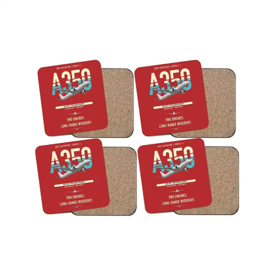 Airbus A350-900 design on red 4 pieces set coaster