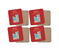 Thumbnail for Stavanger Airport, Sola (SVG) design on red 4 pieces set coaster
