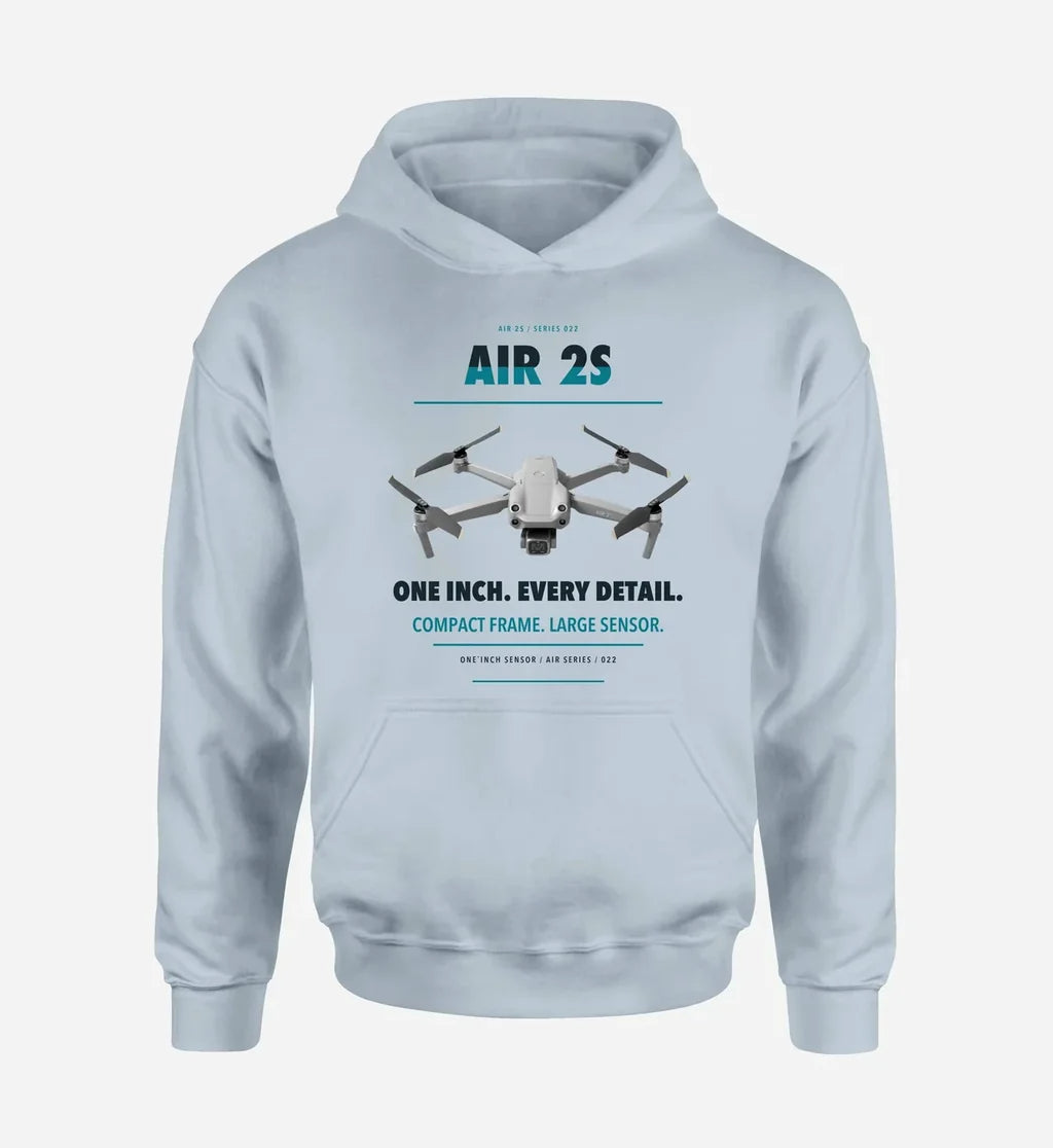 DJI Air 2S design on light blue hoodie single side