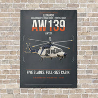 Thumbnail for Leonardo AW139 vertical canvas print - no frame - gray background