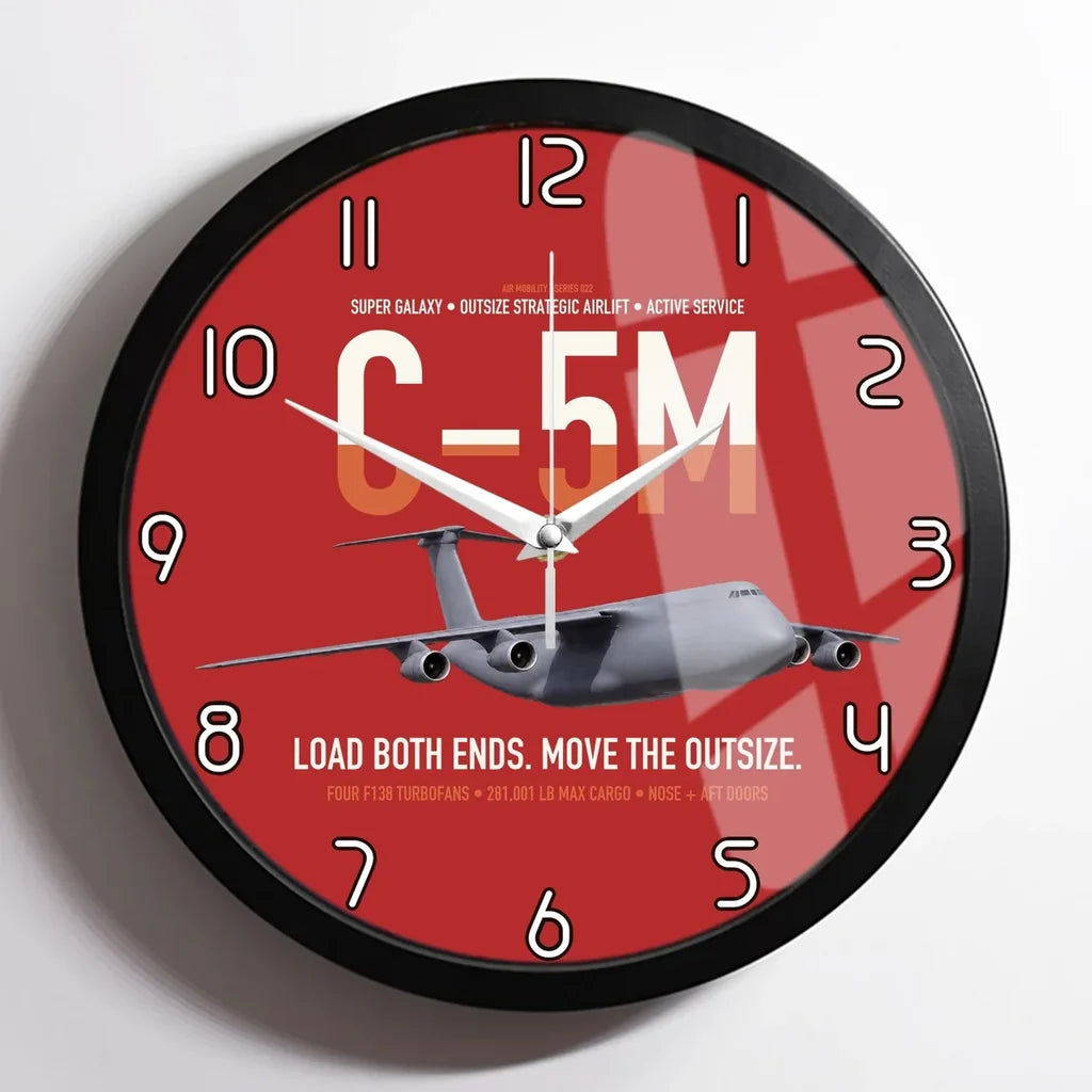 C-5M Super Galaxy design on red framed wall clock