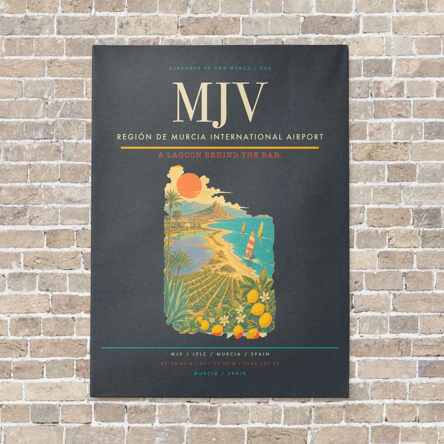 Región de Murcia International Airport MJV vertical canvas print - no frame - gray background