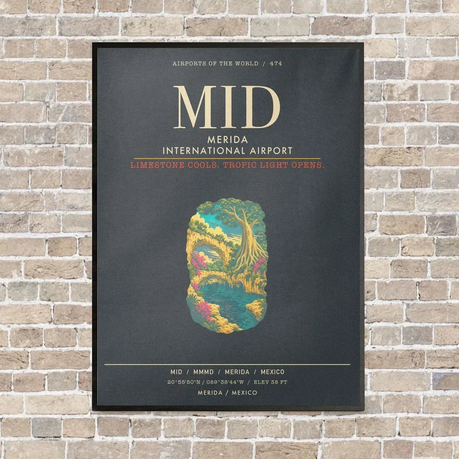 Merida International Airport MID - Canvas Framed - Gray