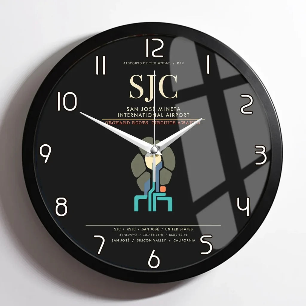 San Jose Mineta International Airport SJC Wall-Clock Framed - Black